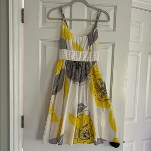 Maeve White Yellow Gray Floral Mini Dress